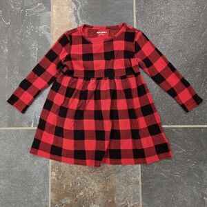 Old Navy - Kids Red and Black Checkered/Plaid Dress - 5T